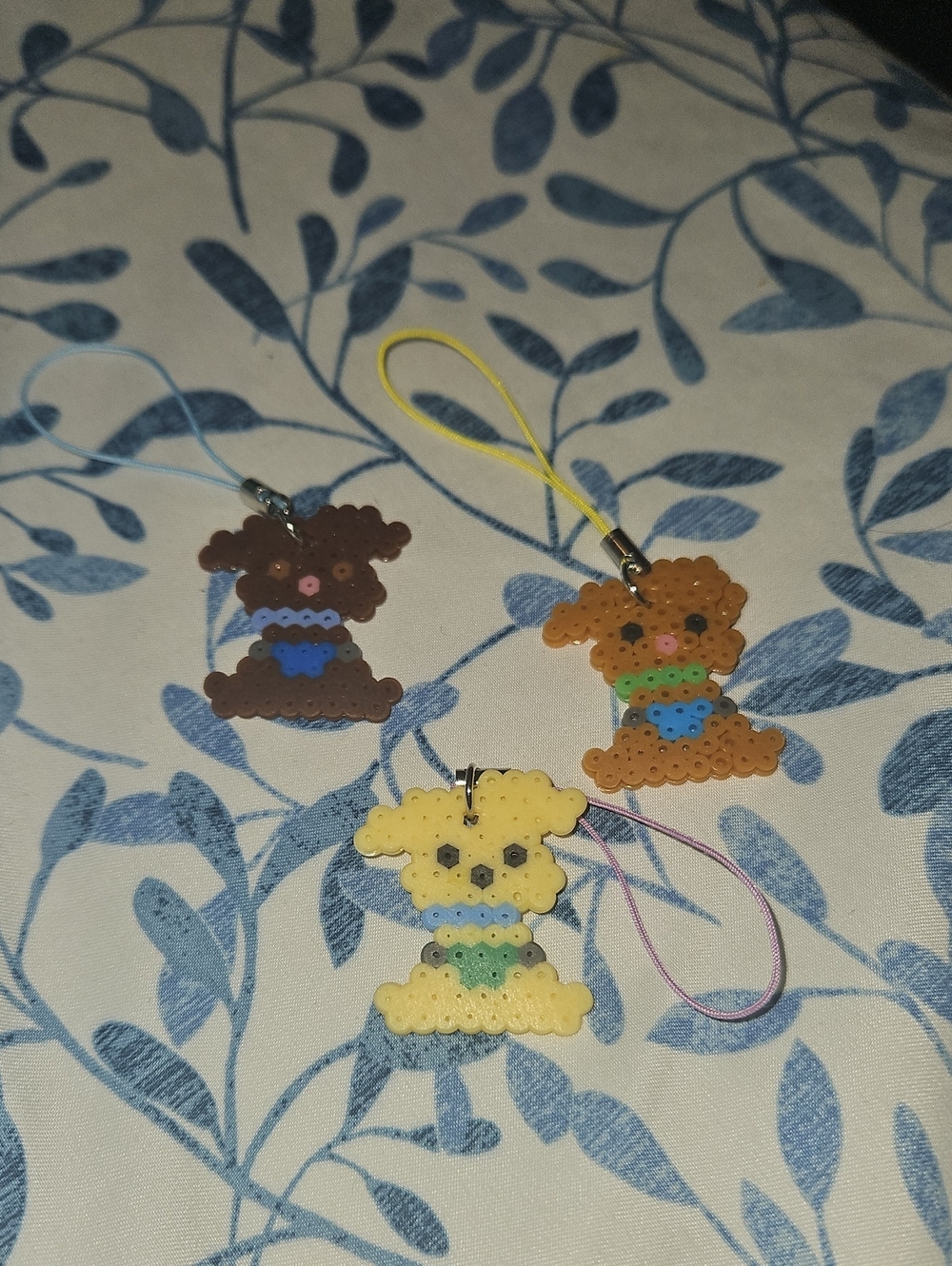 Handmade Yellow, Brown & Tan Dog Bead Charms - Set of 3